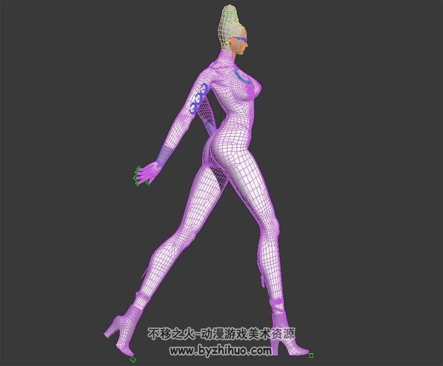 超模身材美女走路 3D模型 有绑定和走路动作 四边面