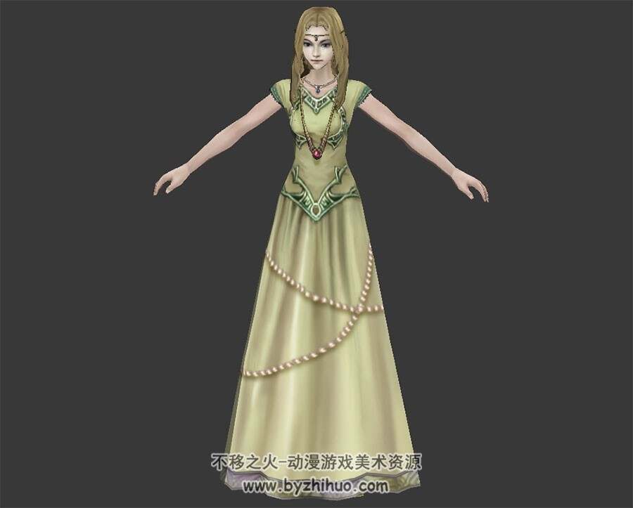 欧洲古代 金发少女 3D模型 有骨骼 四边面