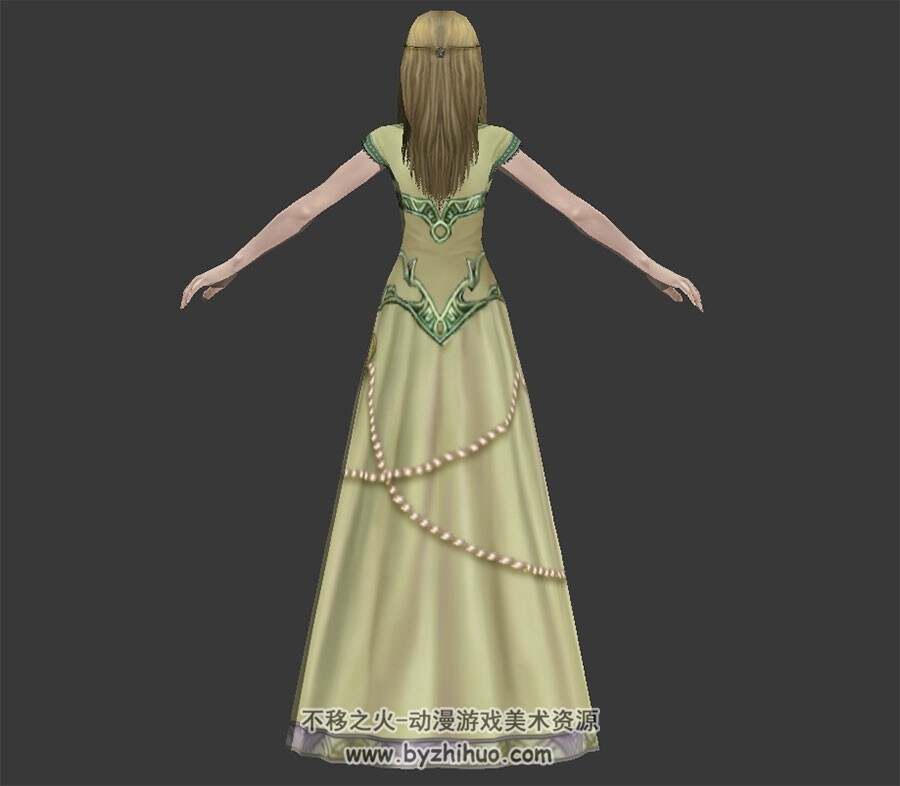 欧洲古代 金发少女 3D模型 有骨骼 四边面