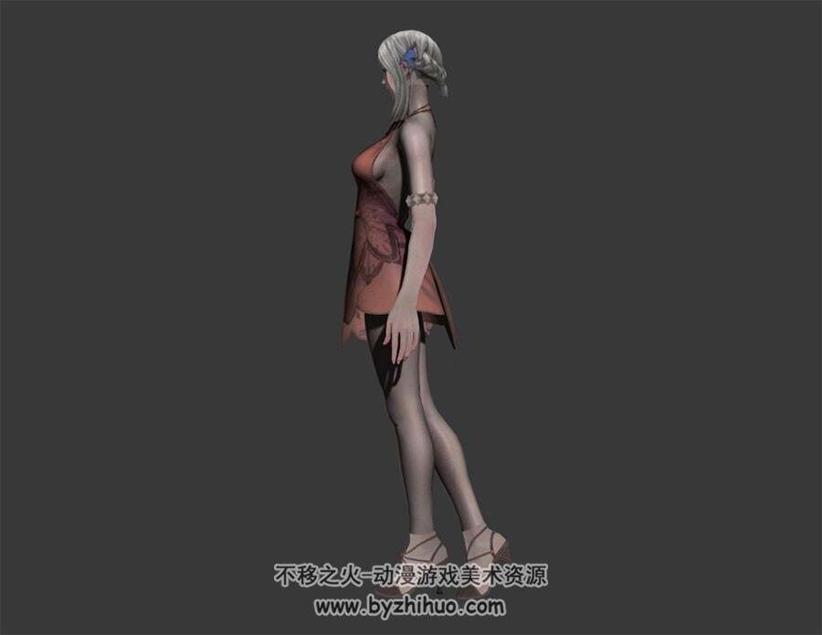 银发精灵耳御姐 3D模型  有绑定和休闲待机动作