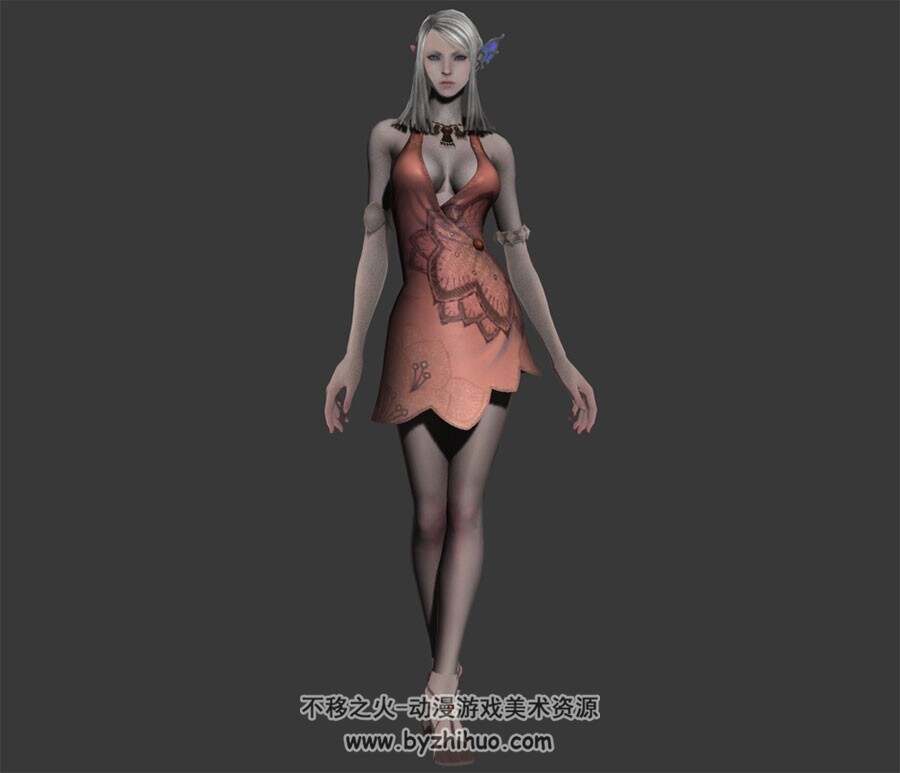 银发精灵耳御姐 3D模型  有绑定和休闲待机动作