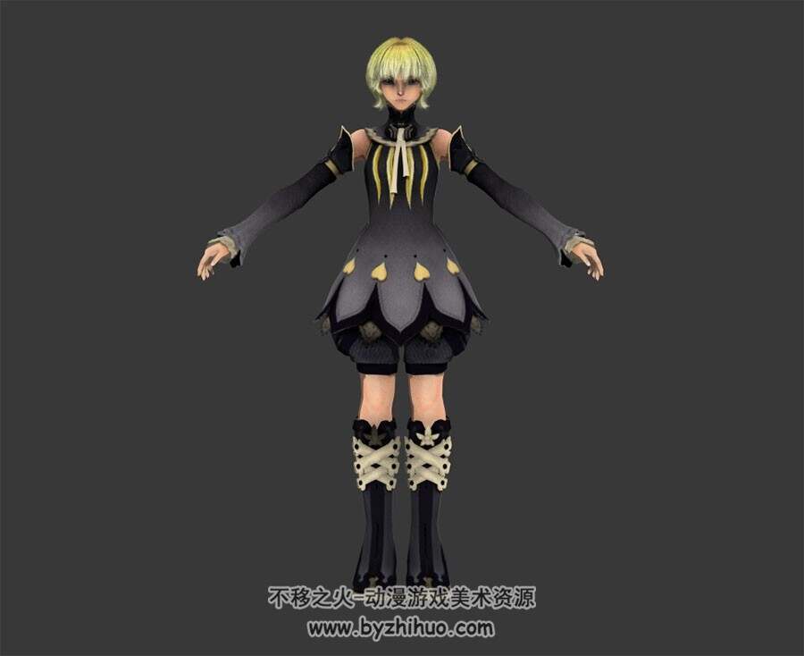 真名法典 Rue 金发黑裙少女 3D模型