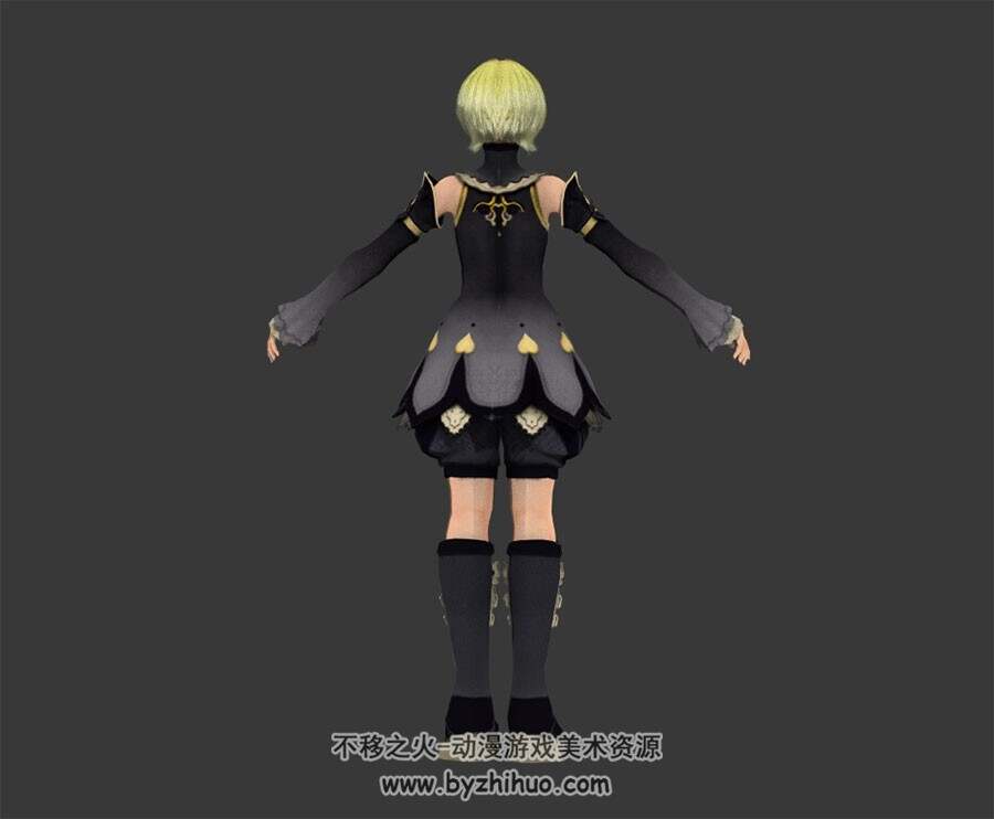 真名法典 Rue 金发黑裙少女 3D模型