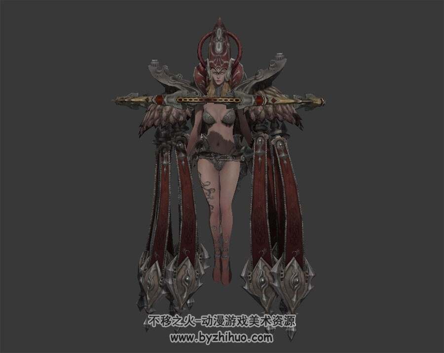 TERA 超酷女法师  3D模型 有绑定和动作