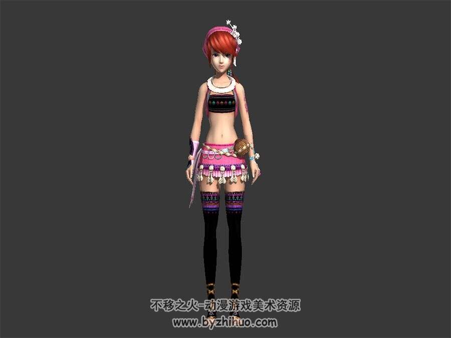 西南少数民族红发少女 3D模型
