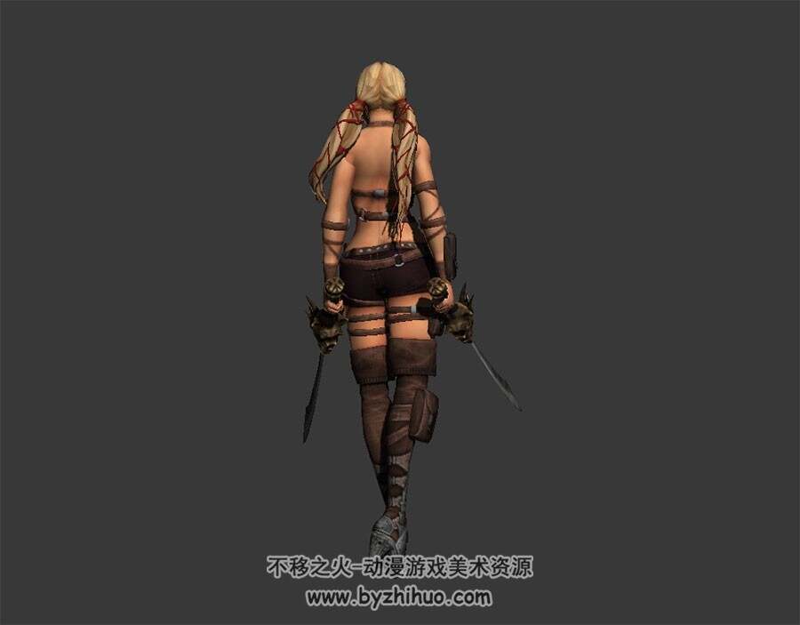 金发双马尾少女战士 3D模型 高模