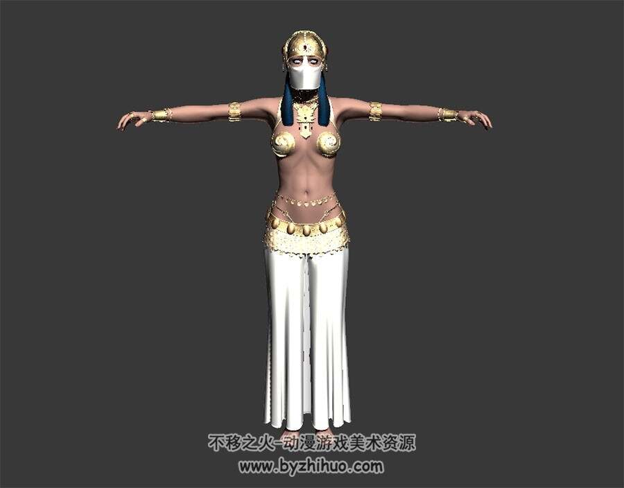 写实风阿拉伯美女 3D模型 四边面高精模