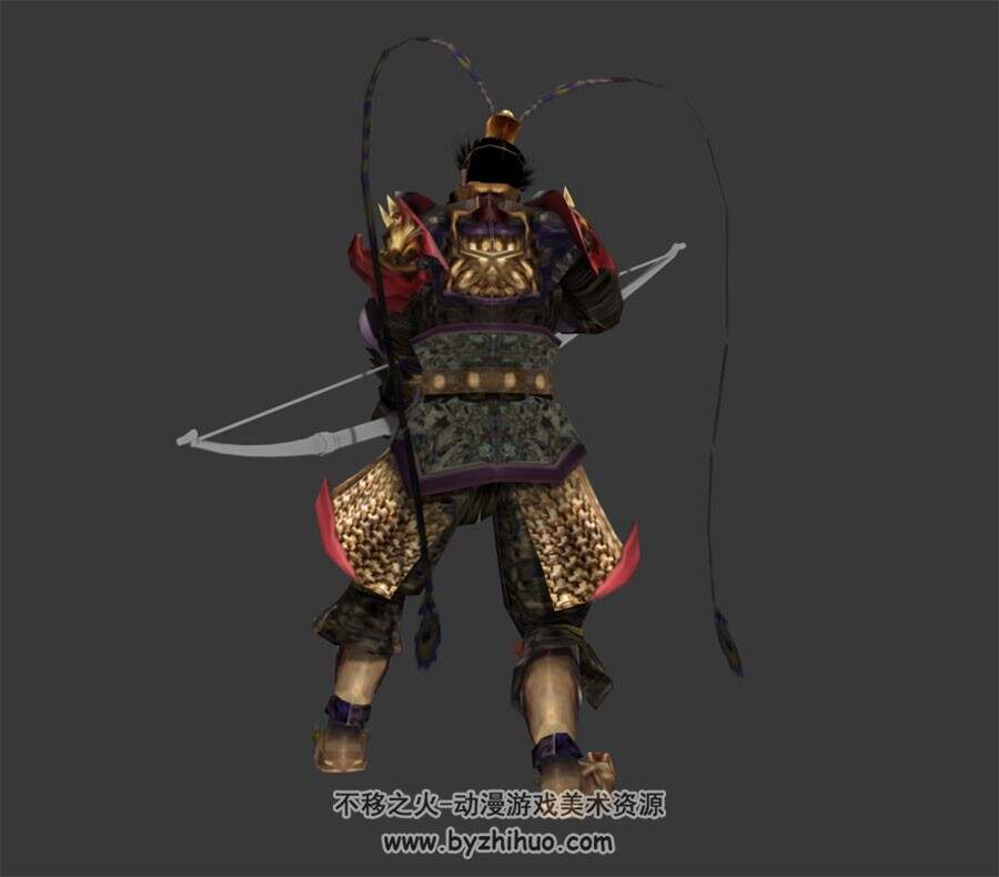 古代武将 3D模型 有绑定和射箭的动作 四边面