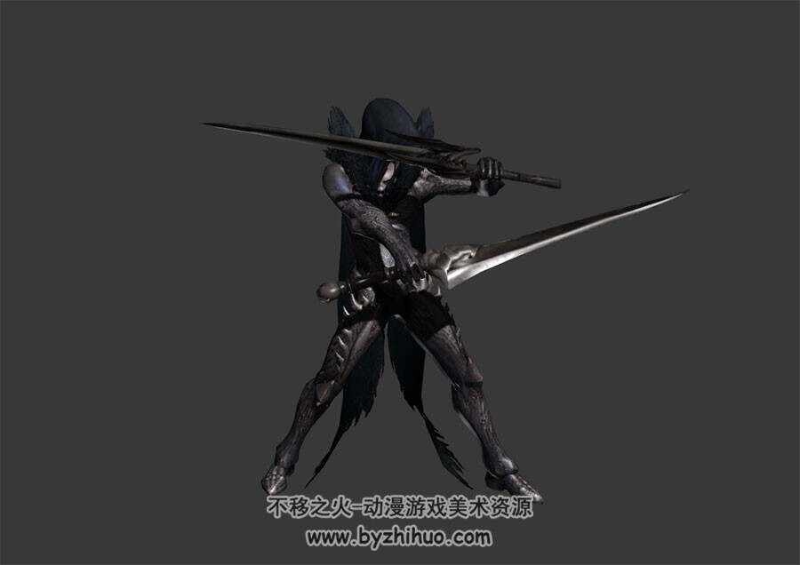双刃男剑士 3D模型 有绑定和动作
