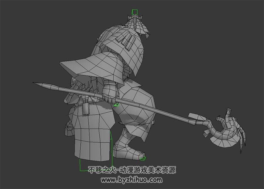 中国武侠壮汉角色 3D模型 有绑定和武打动作 四边面