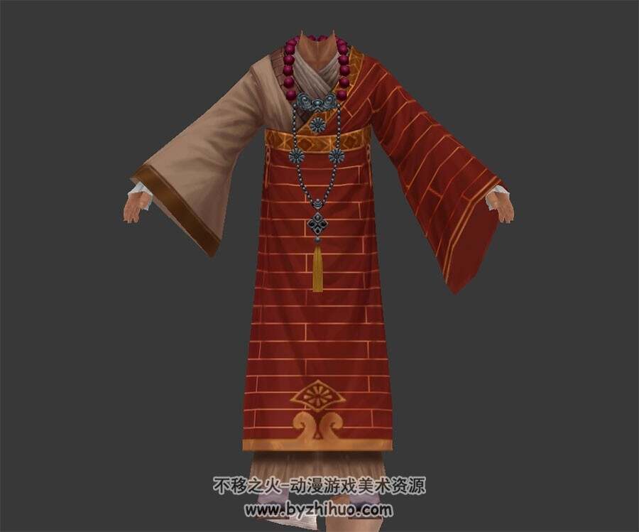 方丈和武僧的服装 3D模型