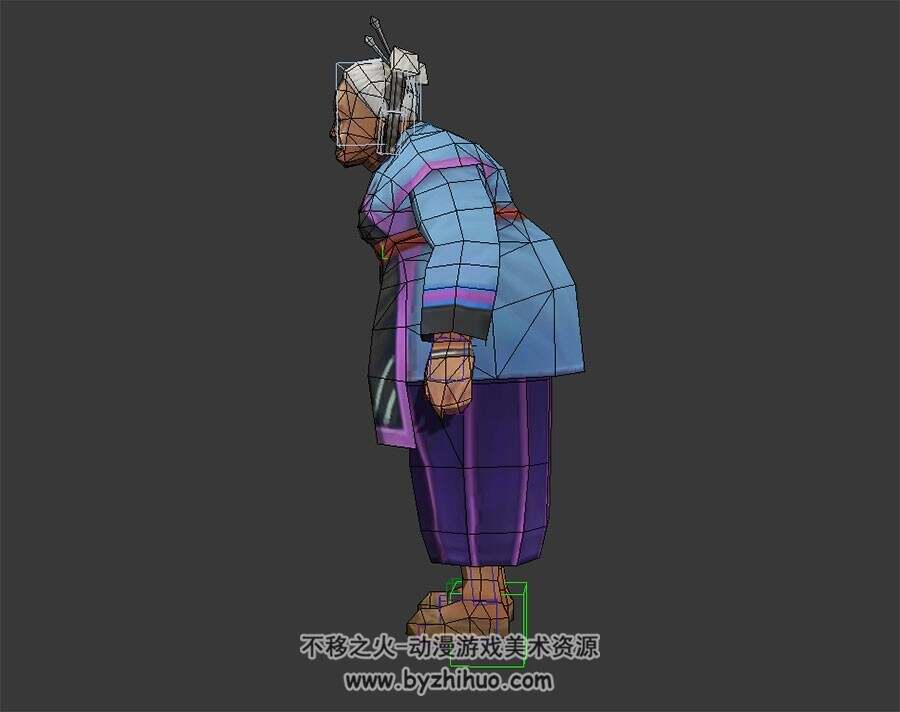 古装村民老太太路人NPC 3D模型  有绑定和休闲装