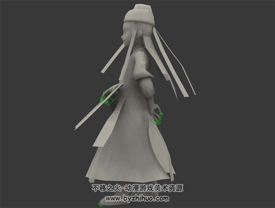 卡通古代小书生 3D模型 有绑定和待机动作