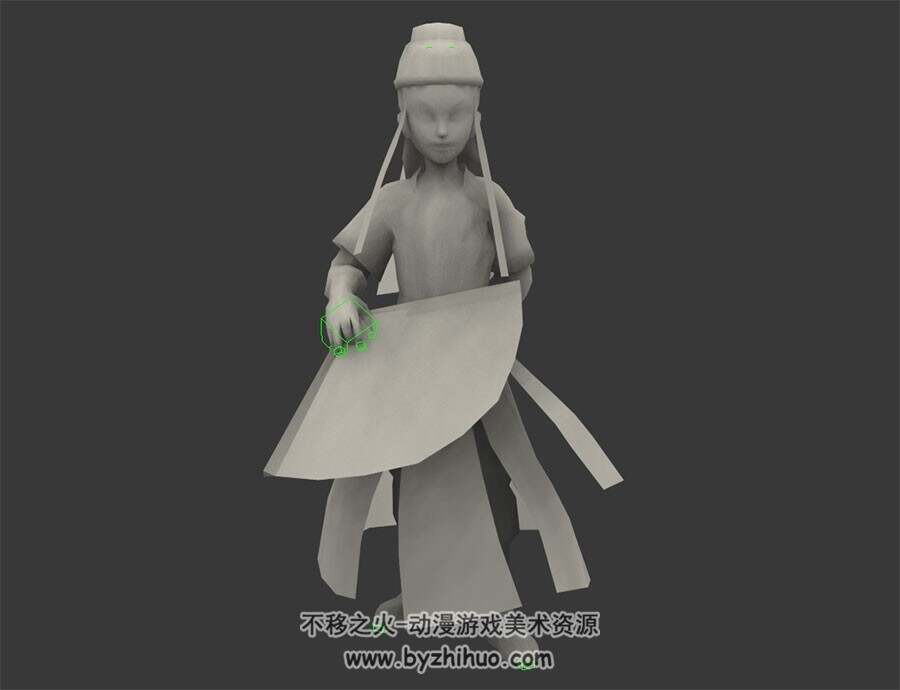 卡通古代小书生 3D模型 有绑定和待机动作