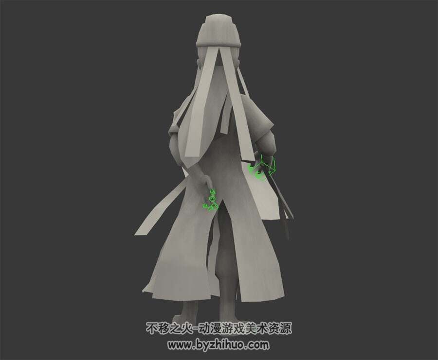 卡通古代小书生 3D模型 有绑定和待机动作