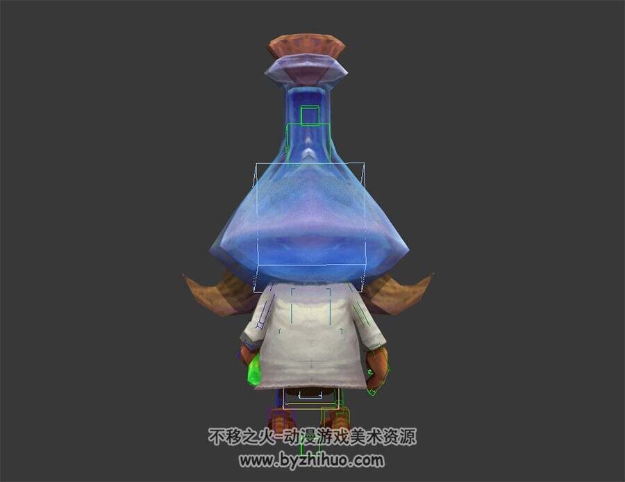Q版卡通 药剂师 3D模型 有绑定和动作 四边面