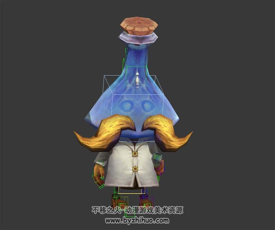 Q版卡通 药剂师 3D模型 有绑定和动作 四边面