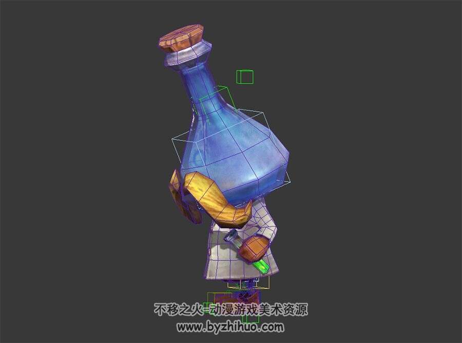 Q版卡通 药剂师 3D模型 有绑定和动作 四边面
