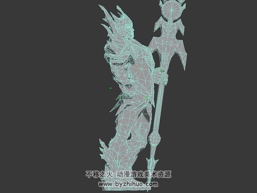 长矛铠甲壮汉白模 3D模型 有绑定和动作