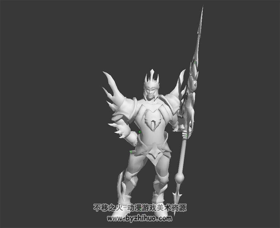 长矛铠甲壮汉白模 3D模型 有绑定和动作