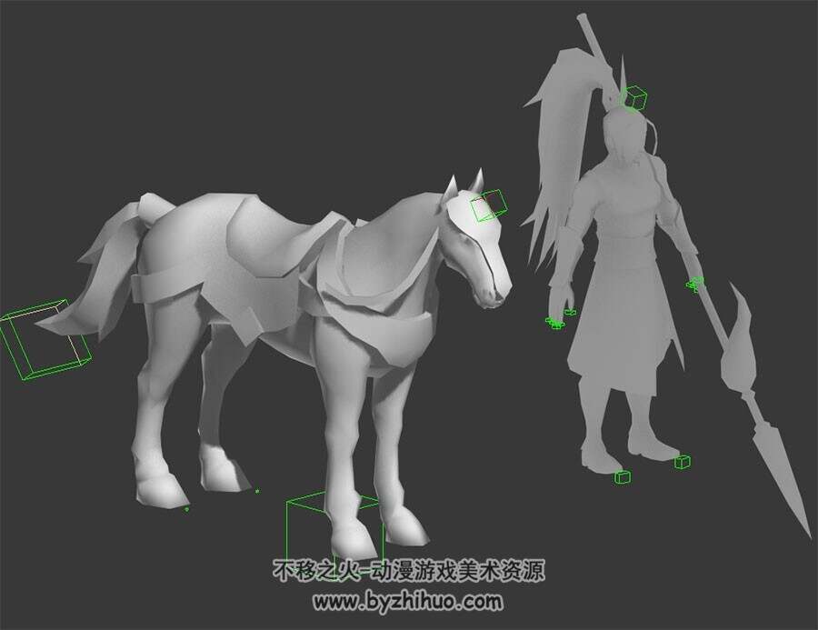 古代武将和战马 3D模型 有绑定