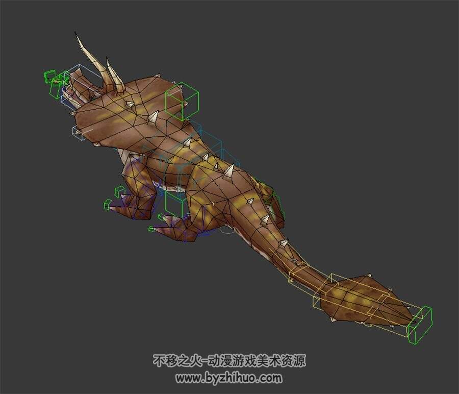 变异鳄鱼 3D模型 有绑定和动作
