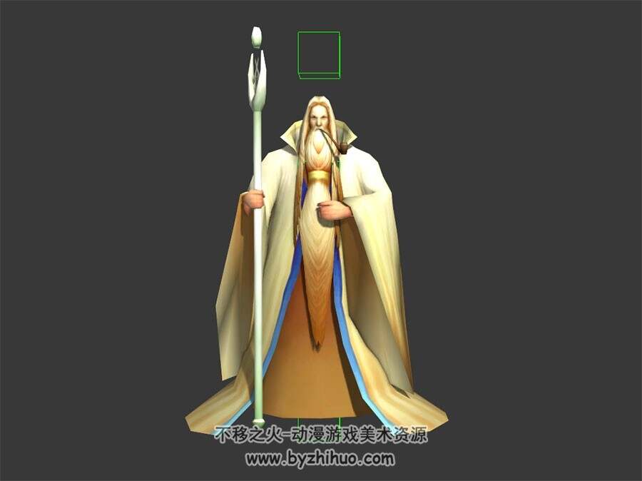 金发白袍巫师法师祭祀 3D模型 有绑定和动作