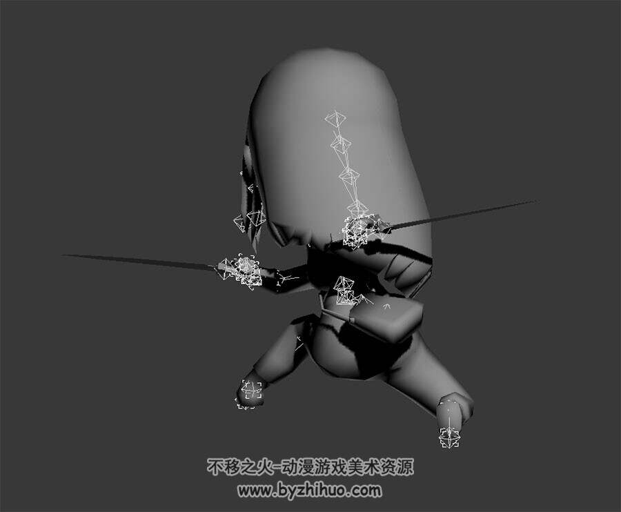 Q版长发女刺客 3D模型 有绑定和攻击动作
