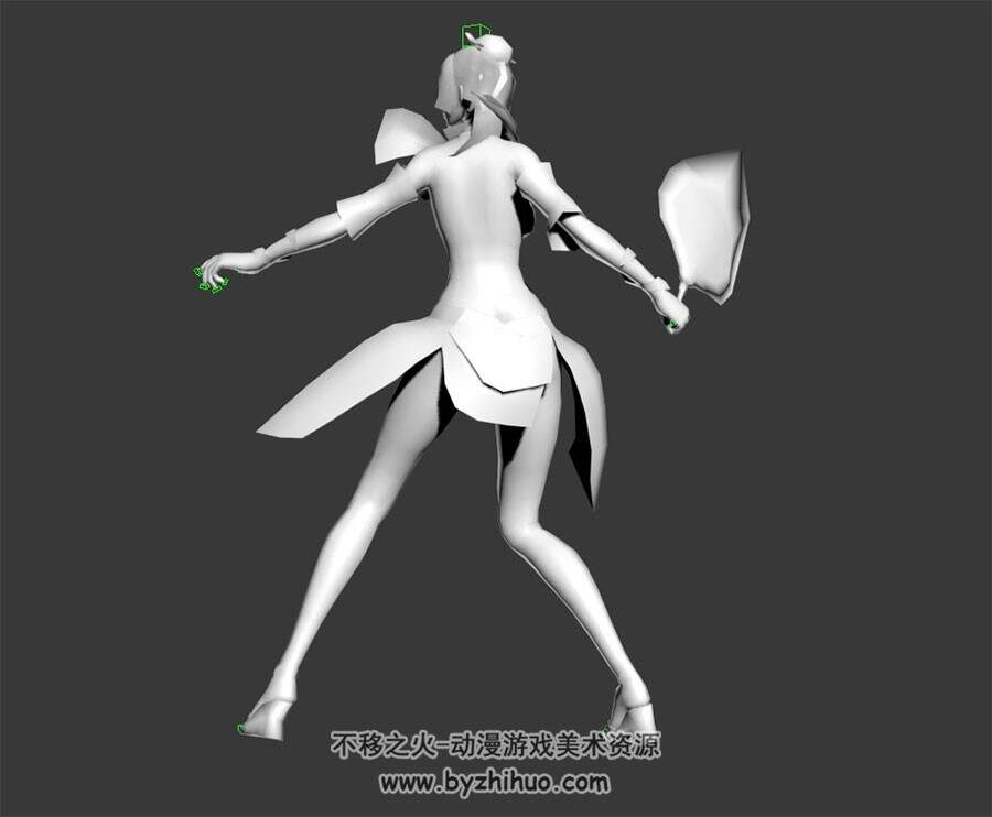 扇子武器的女法师 3D模型 有绑定和施法动作