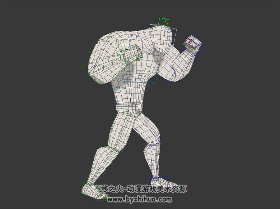 卡通风白模 3D模型 有绑定和挥拳攻击动作