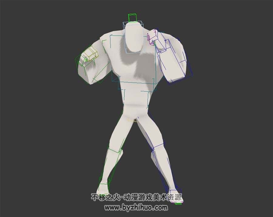 卡通风白模 3D模型 有绑定和挥拳攻击动作