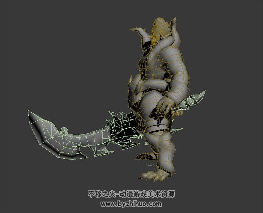 大刀铠甲战士白模 3D模型 有绑定和挥砍动作