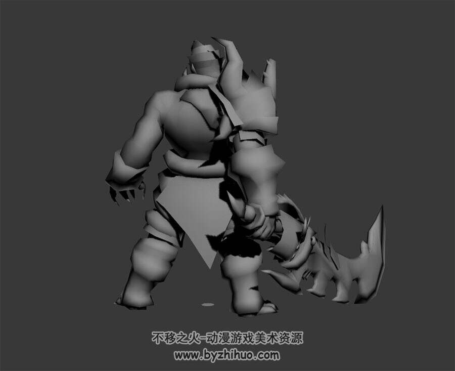 大刀铠甲战士白模 3D模型 有绑定和挥砍动作