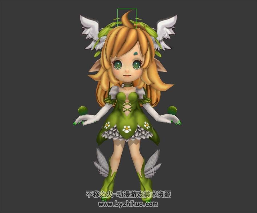 Q版卡通森林精灵 3D模型 有绑定和旋转动作