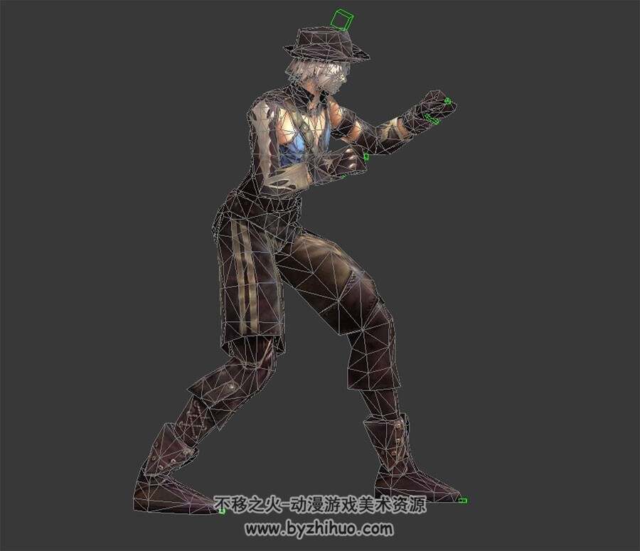 皮革装白发帅哥 3D模型 有绑定和动作