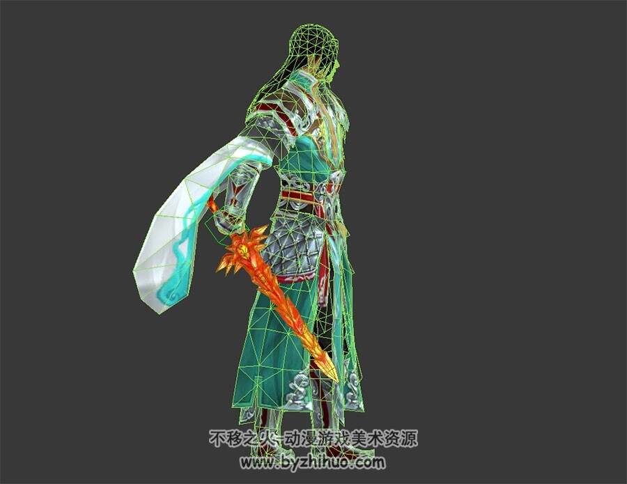 古风武侠男角色  3D模型 有绑定和舞剑攻击动作