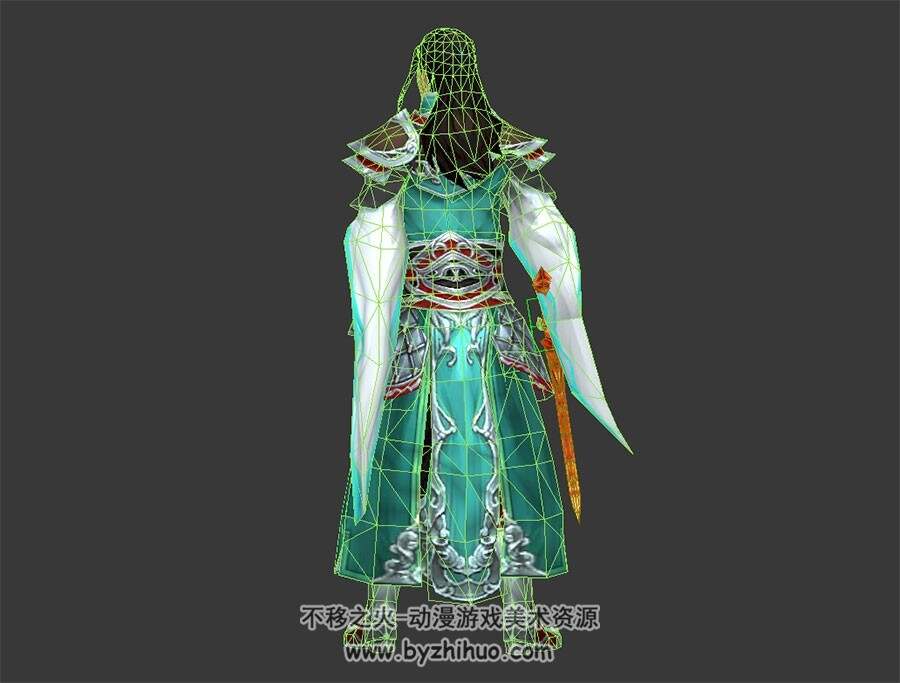 古风武侠男角色  3D模型 有绑定和舞剑攻击动作
