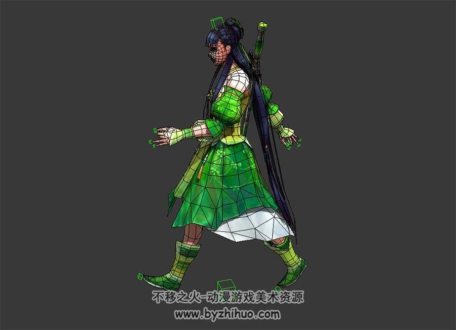 古代武侠女侠 3D模型 有绑定和走路的动作