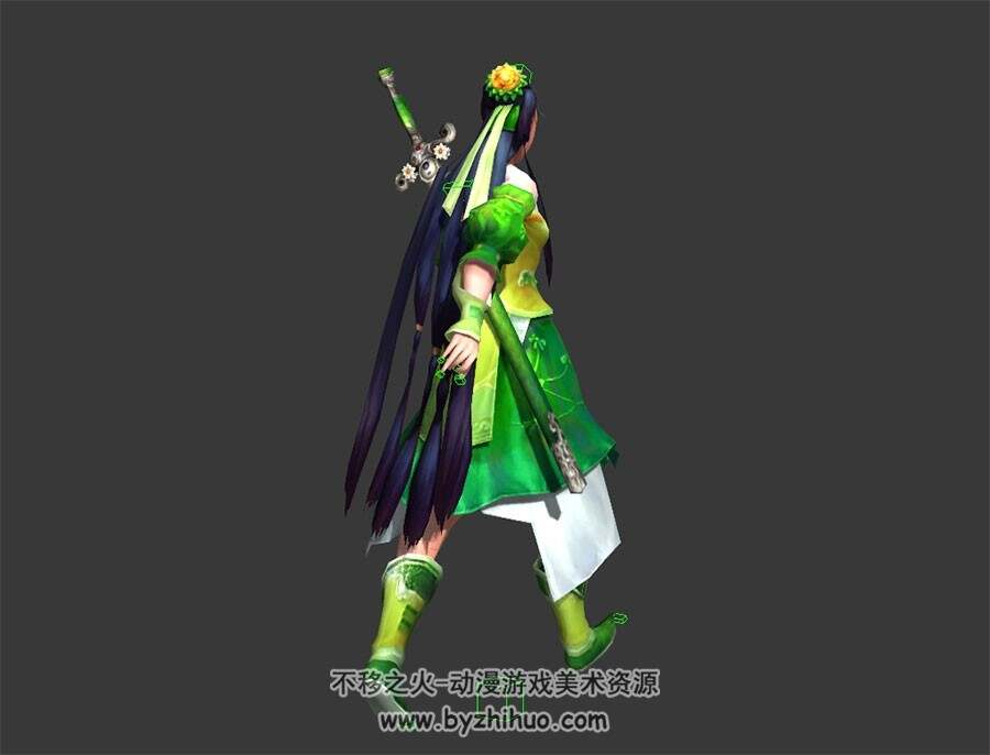古代武侠女侠 3D模型 有绑定和走路的动作