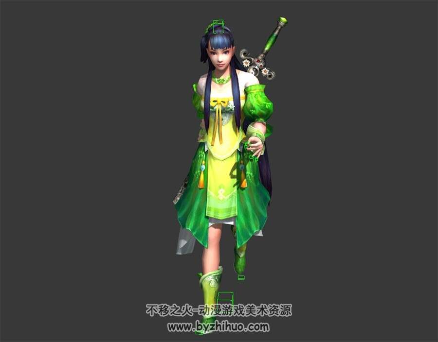 古代武侠女侠 3D模型 有绑定和走路的动作