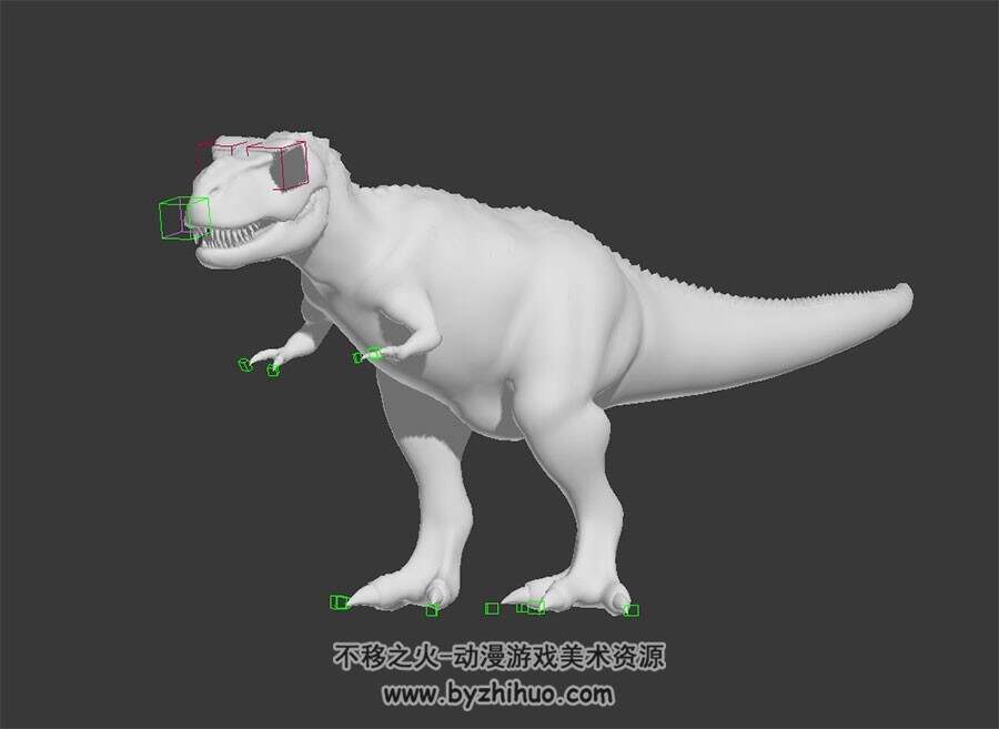 四边面高精恐龙 3D白模 有绑定和待机动作