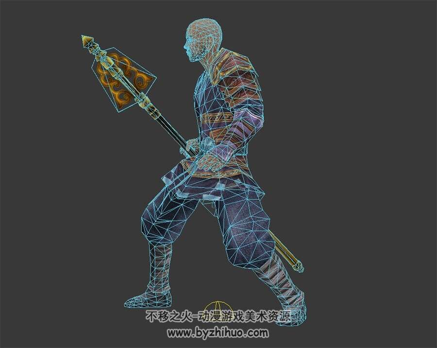 武僧和尚 3D模型 有绑定和棍击动作