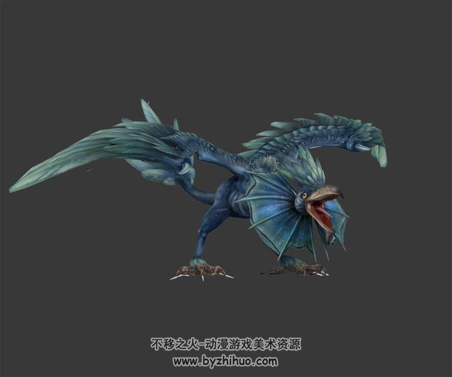 蓝色怪鸟 3D模型 有绑定和全套动作