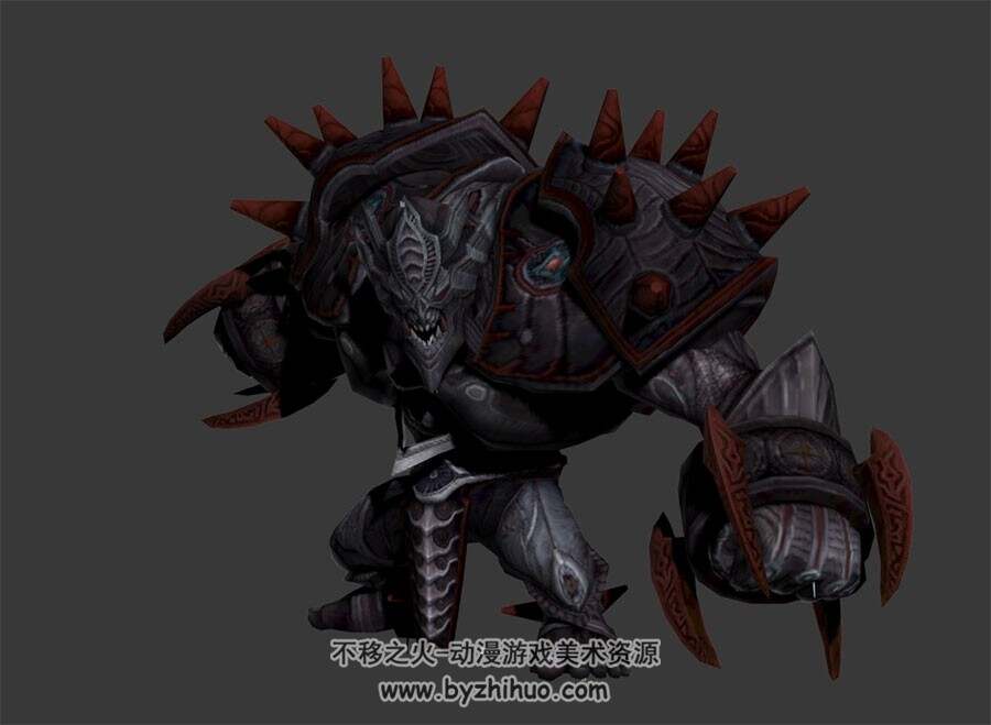 暗黑魔幻风石甲怪人 3D模型 有绑定和动作