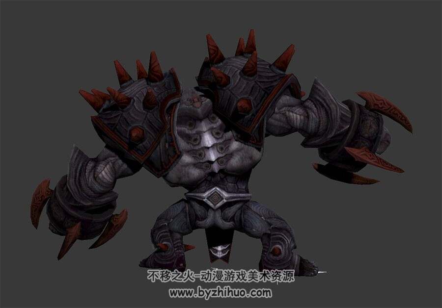 暗黑魔幻风石甲怪人 3D模型 有绑定和动作