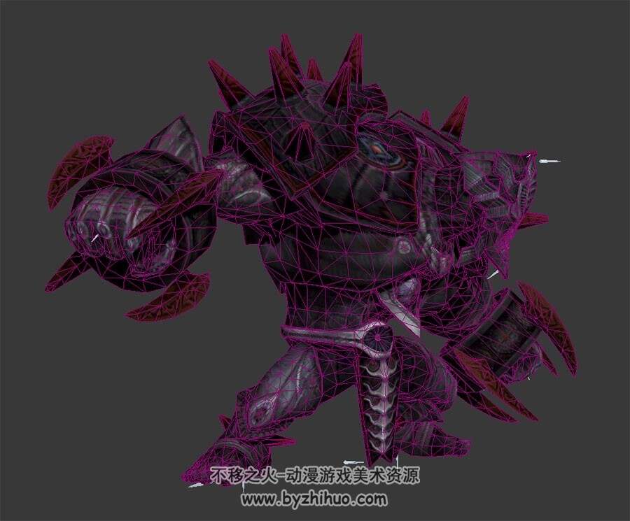 暗黑魔幻风石甲怪人 3D模型 有绑定和动作