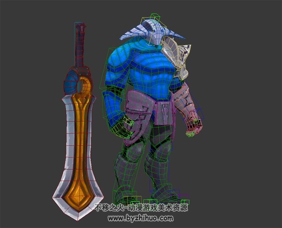 巨剑蓝皮面具怪人 3D模型 有绑定和动作