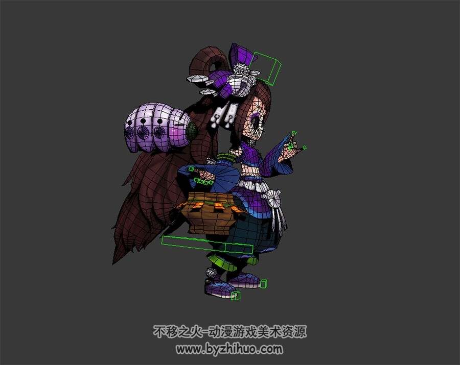 Q版卡通苗疆少女 3D模型 有绑定和动作