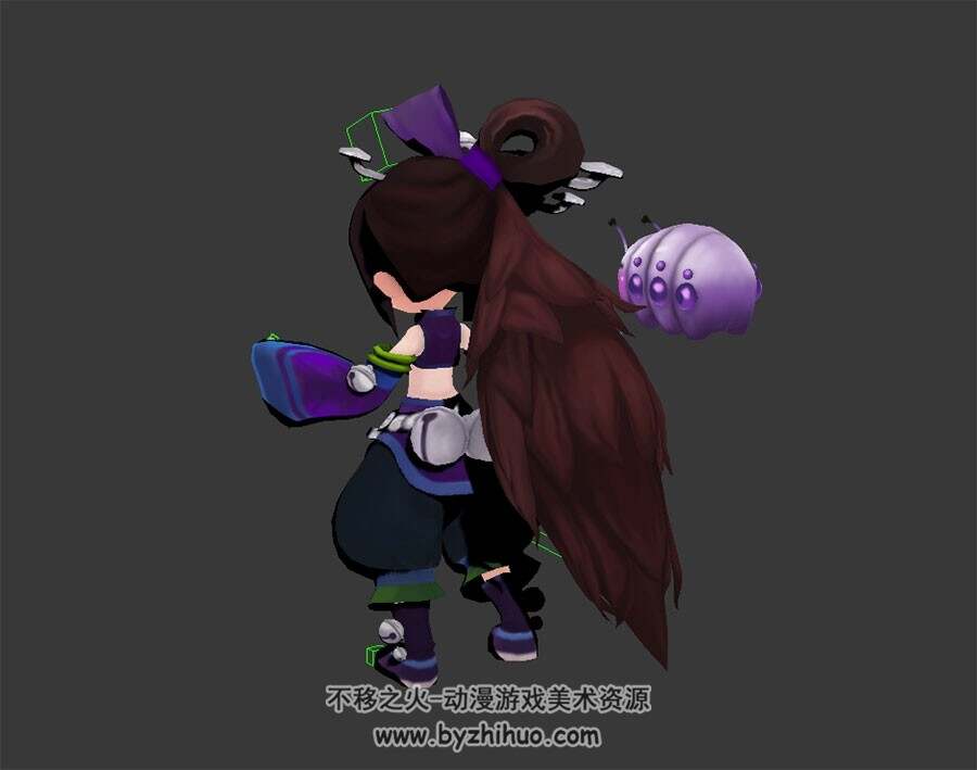 Q版卡通苗疆少女 3D模型 有绑定和动作