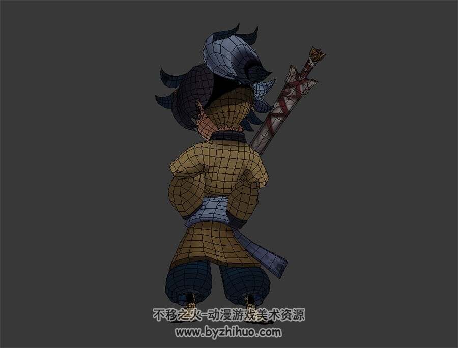 卡通小侠客 3D模型 有绑定和动作